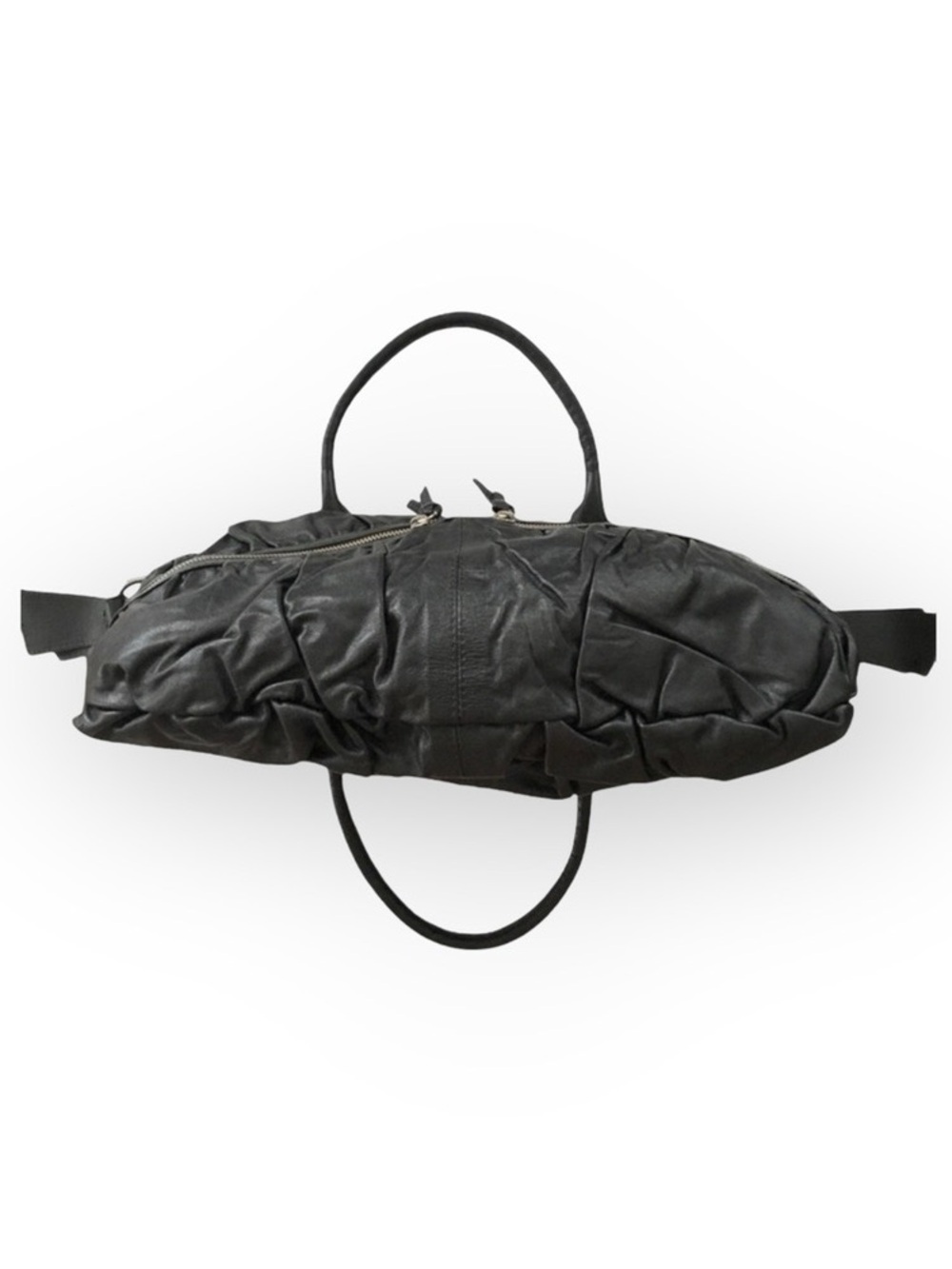 new Maria Bonita Extra ༄ Zip Pockets Leather Travel Bag ༄ Black Metallic Sheen - Picture 8 of 16